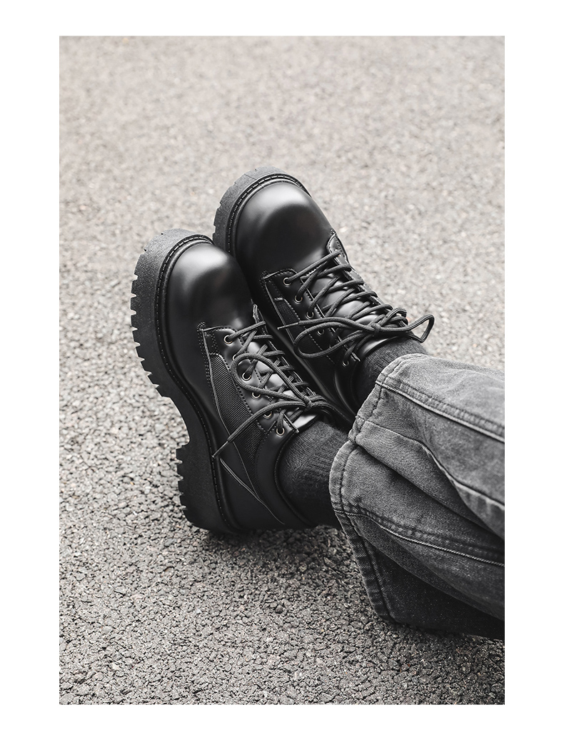 Chaussures Derby noires à semelle épaisse, style britannique, pour homme, idéales pour un mariage ou un costume._voghion.com