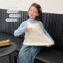 加厚女童新款撞色毛衣