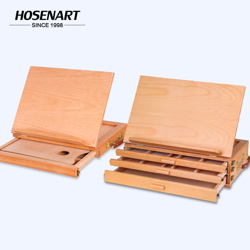 Easel Desktop Desktop Special Wooden Three-layer Drawer for Art Students Easel Storage Adult Sketch Oil Painting Painting Box