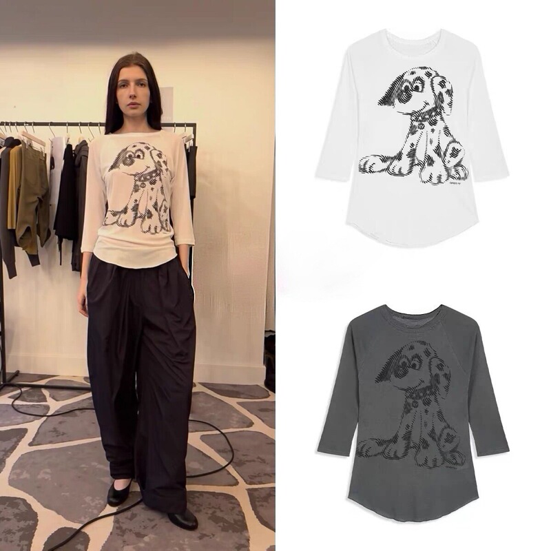 Same quality as the original, 26 early autumn YY new collection: Pet Club Daimachi graffiti spotted dog print slim-fit T-shirt for women Same quality as the original, 26 early autumn YY new collection: Pet Club Daimachi graffiti spotted dog print slim-fit T-shirt for women