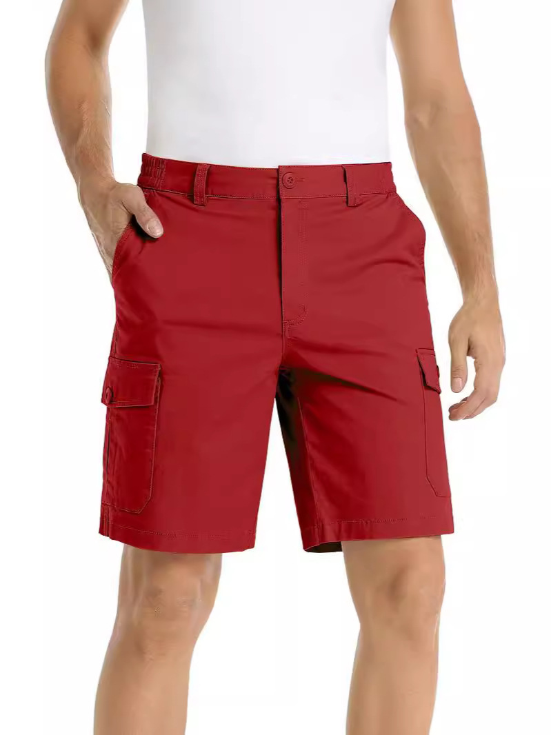 2024 Cross-Border New Solid Color Men's Multi-Pocket Casual Cargo Shorts Straight Summer Shorts