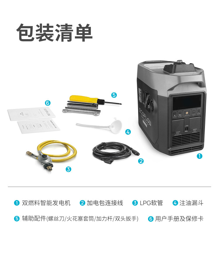Ecoflow Zhenghao Intelligent Dual-Fuel Generator Oil and Gas Dual-Purpose Automatic Start and Stop 1800W 1600W