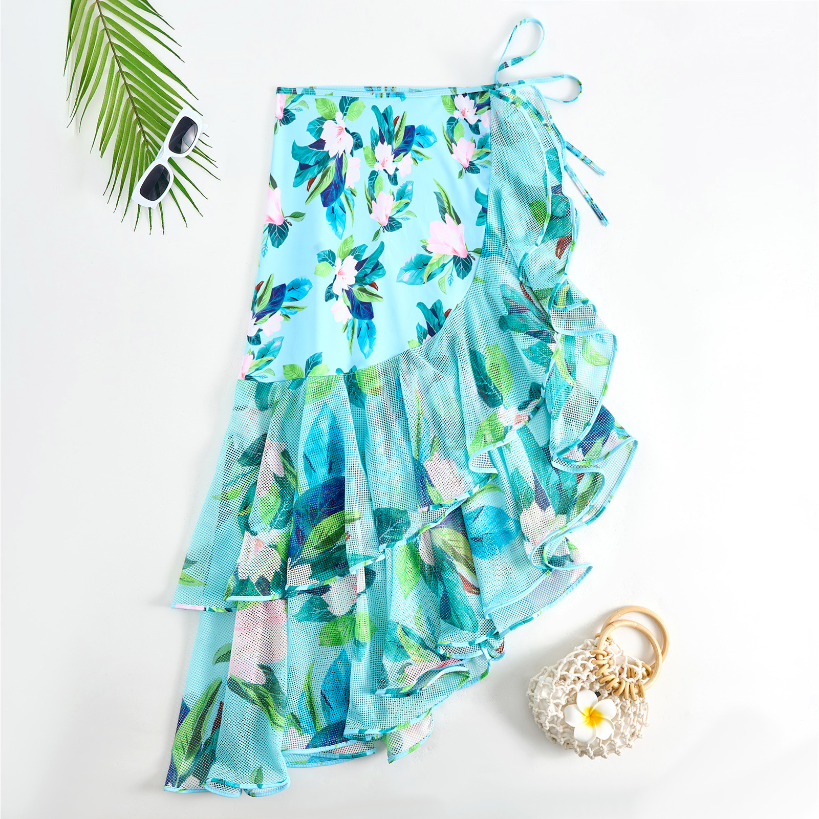 Costume da bagno intero sexy da donna con gonna in rete, set a due pezzi_voghion.com