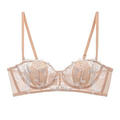 法式內衣女性感純欲風玫瑰花刺繡蕾絲內衣兔耳朵大胸顯小大碼文胸