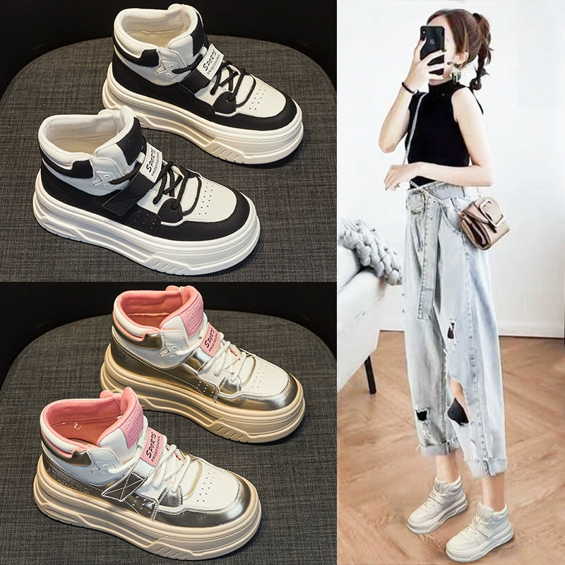 Модные, очень популярные в 2025 году осенние женские белые кроссовки из натуральной кожи на толстой подошве, универсальная повседневная спортивная обувь, лоферы.