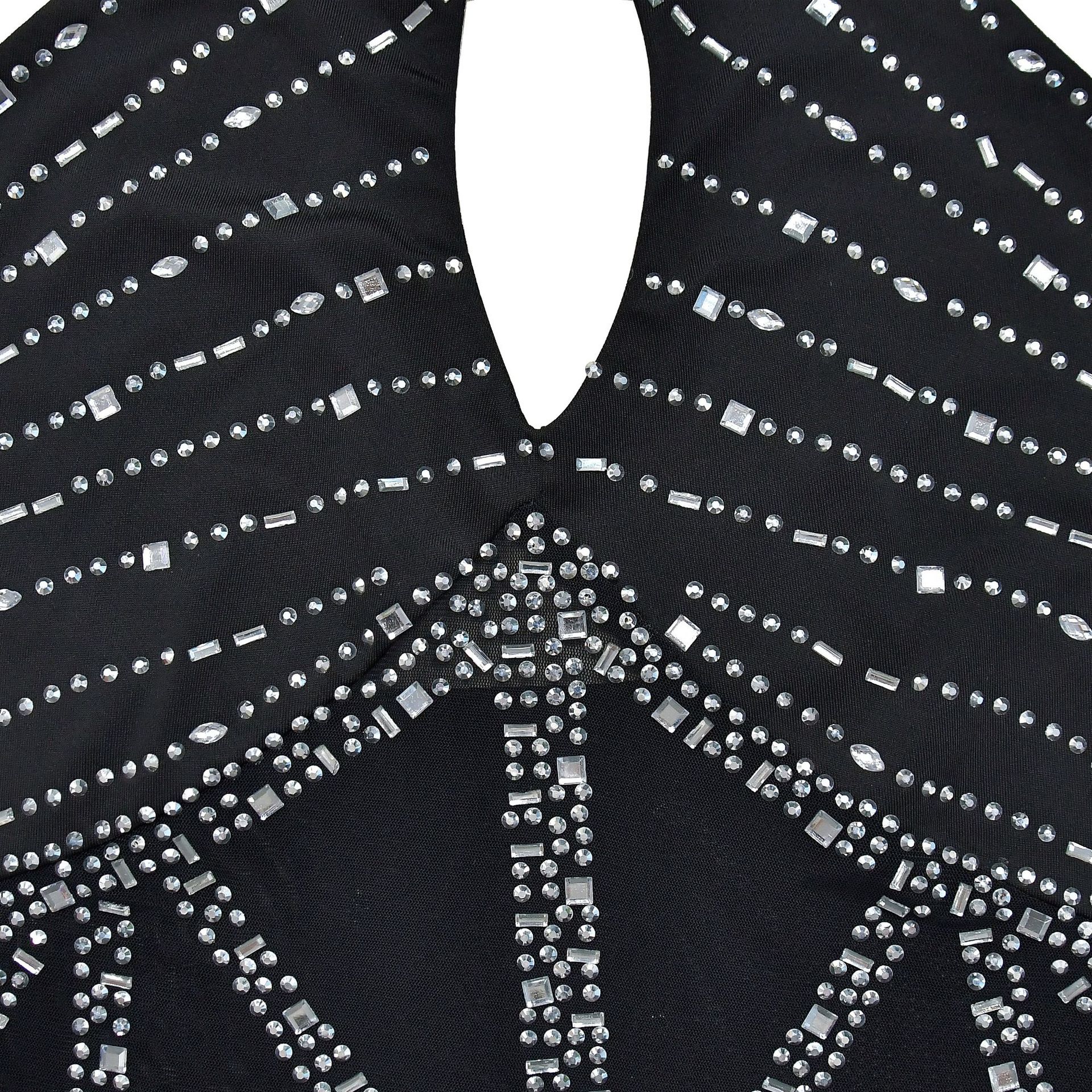 Women's Clothing fashion women's solid color hot diamond halter neck backless short skirt dress_voghion.com