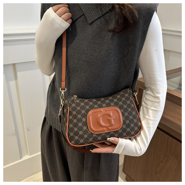 Cross-border retro trend small square bag for women, new fashionable printed French small square bag, niche and stylish single-shoulder crossbody bag undefined