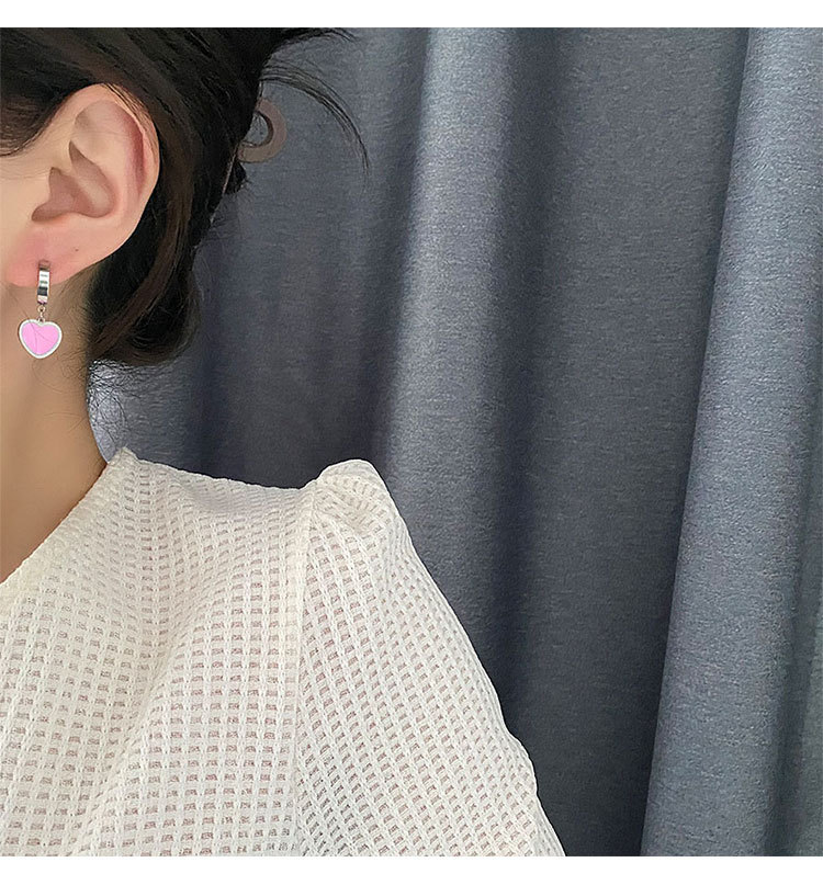 Street Occasion Titanium Steel Material Heart Shape Pattern 1 Pair Fashion Heart Shape Titanium Steel Plating Earrings