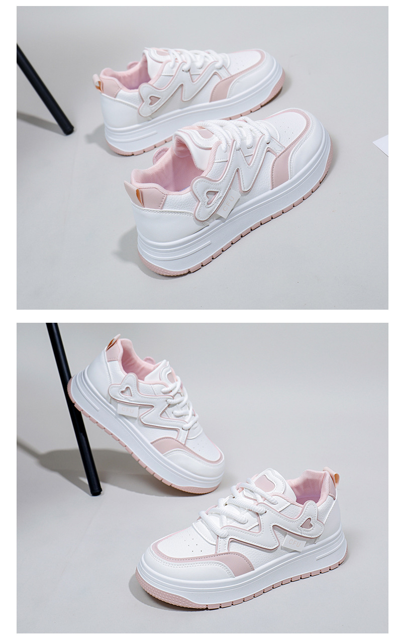 Weiße Damen Freizeitschuhe Trendy Sneaker Mit Dicker Sohle_voghion.com