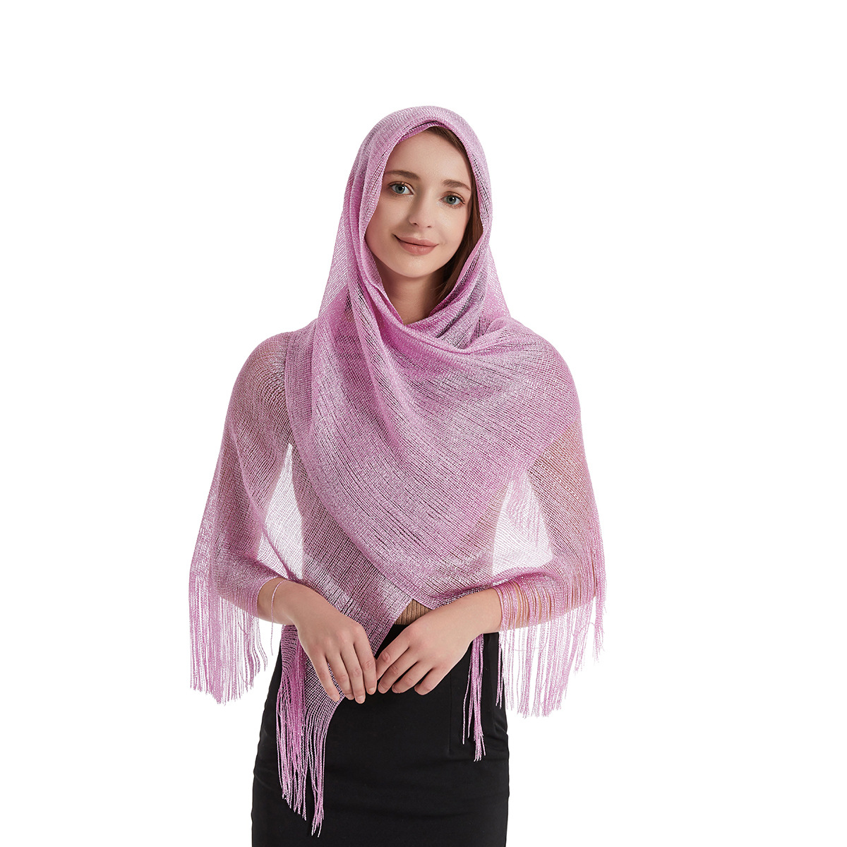 Femmes Mode Couleur Unie Polyester Gland Châles display picture 61