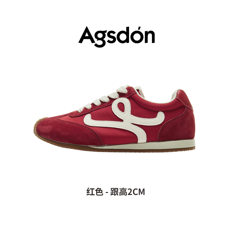 Zapatillas de Ballet Augu Shiden para Mujer, Novedad Otoño 2025, Zapatos Deportivos con Suela Gruesa, Color Rosa Fresa, Estilo Casual