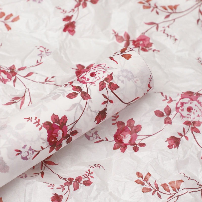 Papel de regalo floral impermeable de estilo europeo para el Día del Maestro, impreso con un elegante diseño floral para empaquetado de ramos de regalo en floristerías.
