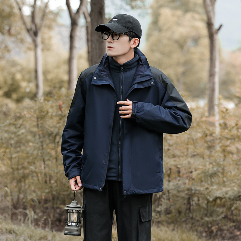 Chaqueta de pareja al aire libre transfronteriza de dos piezas de forro polar de coral para hombres y mujeres chaqueta a prueba de viento traje de alpinismo de esquí acuático