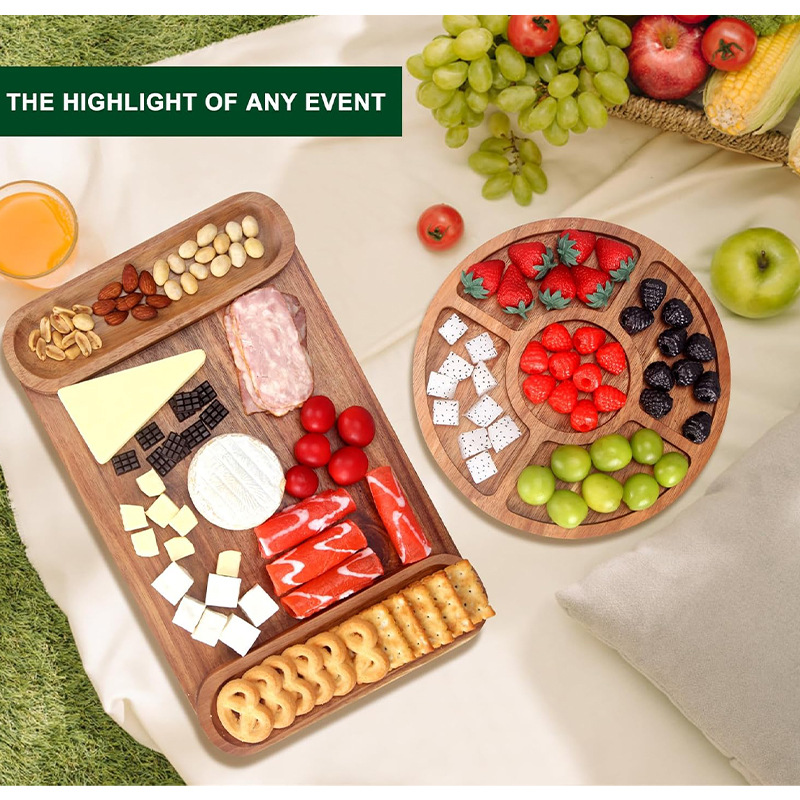 Plato de queso de madera simple madera sólida regalo de alquiler nuevo hogar Navidad plato de queso conjunto mayorista cruzado