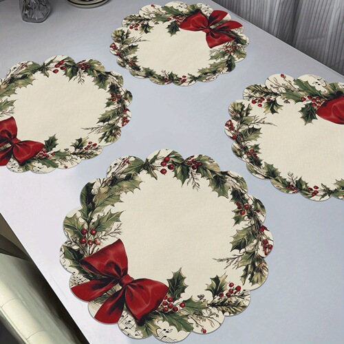Christmas Round Drain Pads Silica Gel Heat Insulating Table Mat Waterproof Easy to Clean Dinner Mat on TEMU