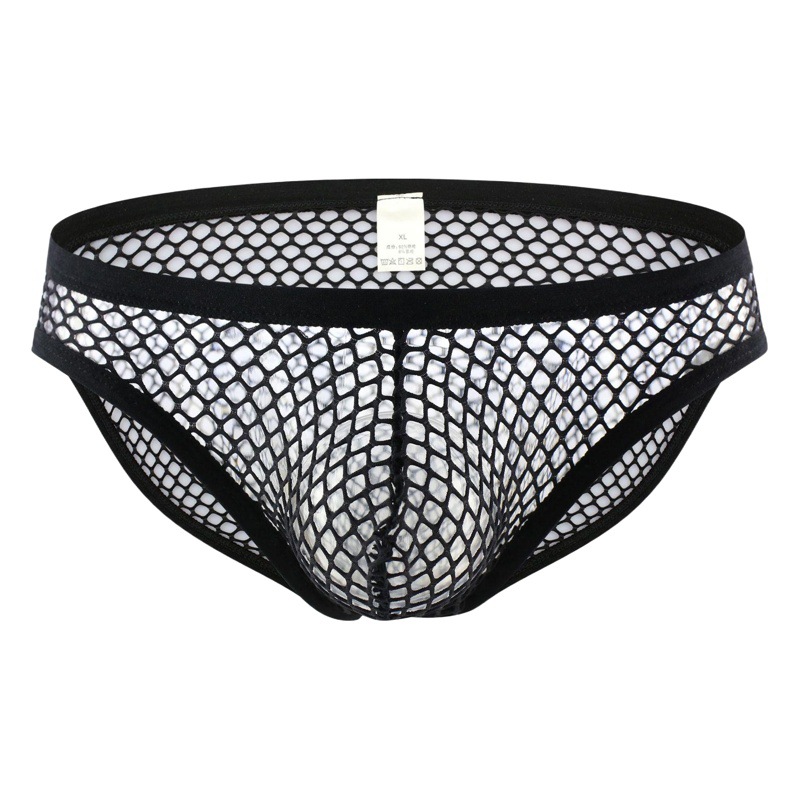 Calzoncillos para hombres de malla ultrafina suelta transpirable de verano transpirable transparente juvenil calzoncillos de moda