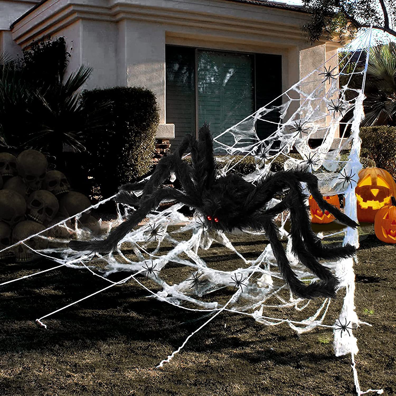 Inventario transfronterizo de Halloween tela de araña simulación de tela de triángulo de tela de peluche supergrande fantasma de la araña props decorativos interiores y exteriores