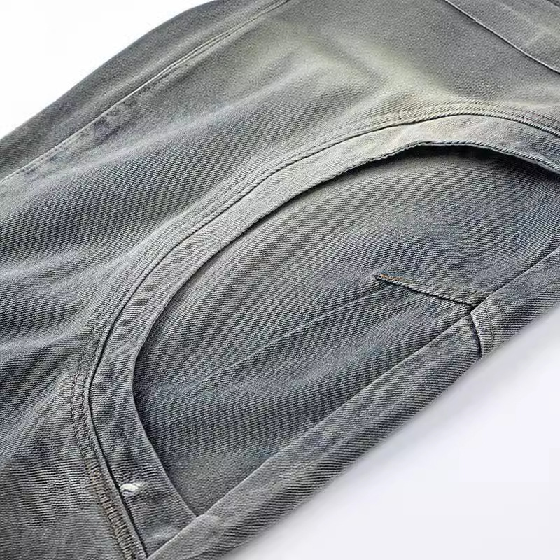 Men Women Curved Hem Jeans Loose Straight Leg Pants Trendy Casual Versatile Autumn Street Style Creative Design_mkmklike.com
