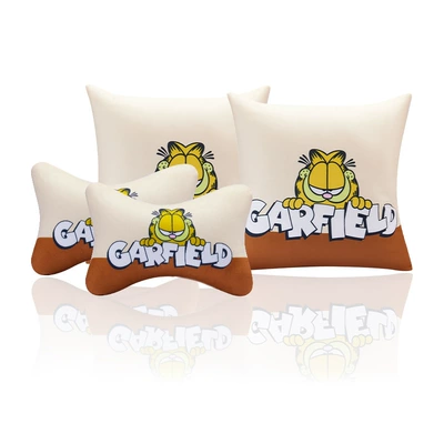 Hair generation headrest pillow four-piece set pair bone pillow cute personality creative pillow car fashion brand cartoon pillow quilt (Headrest) - four-piece-garfield-pillow-set-2-headrest-2-pillow