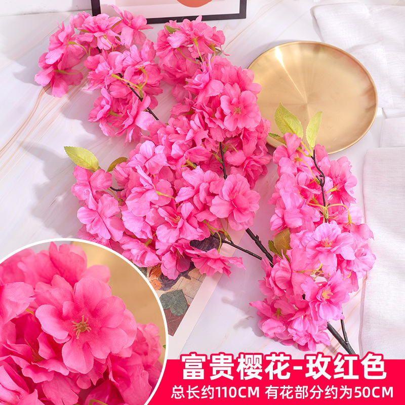 Simulación de flores de cerezo flor de plástico decoración flor falsa caña ingeniería paisajística al por mayor cifrado árbol de cerezo flores de seda de techo artificial