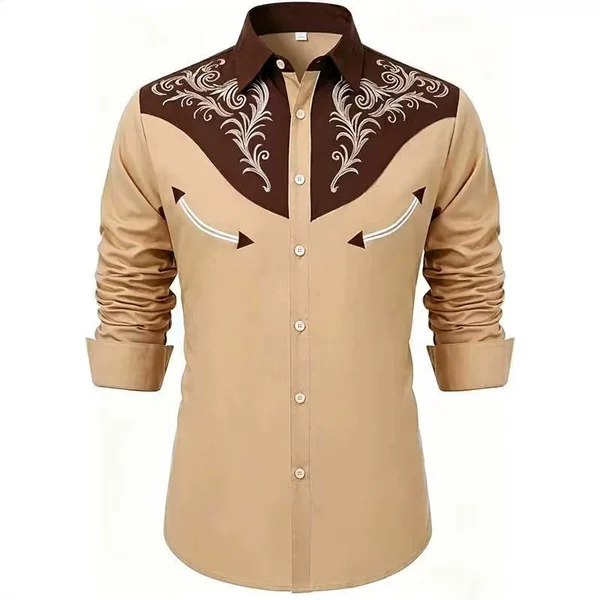 Cross-Border New Style Men's Shirts, Fashionable Printed Tops, American Western Cowboy Style Patterned Loose Shirts for Men