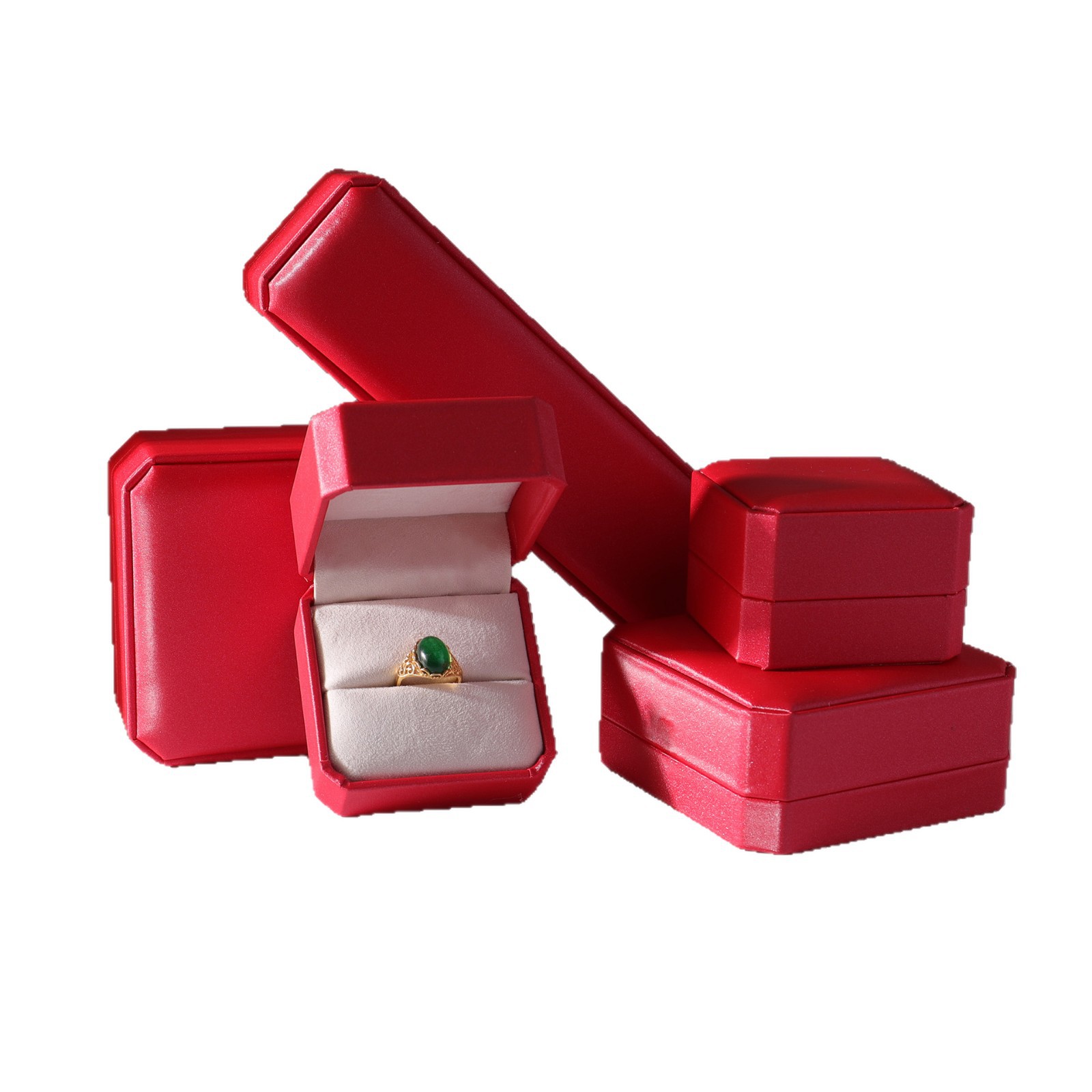 Caja de embalaje de joyería de ocho ángulos, caja de anillo de diamante de lujo brillante, nueva caja de collar de joyería de perlas