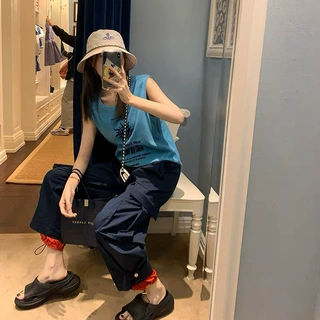 现货/Realzz团宠工装裤 本期必入!抽绳中腰宽大工装口袋束脚裤！