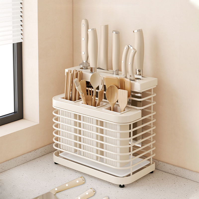 Portaherramientas de acero inoxidable 304 cocina multifuncional cuchillo de cocina estante de cuchillos rejilla de almacenamiento de pared de la encimera de drenaje doméstico