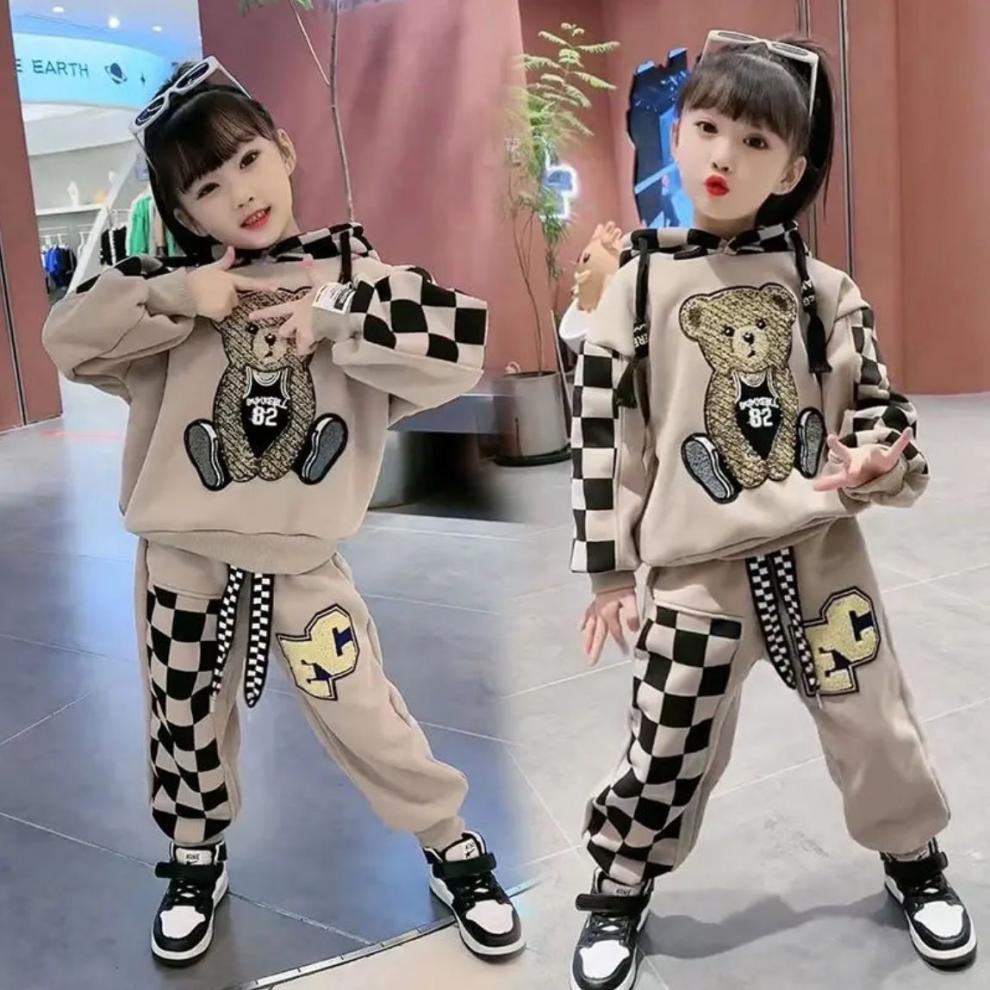 Mädchen Hoodie Und Hosen Set Für Frühling Und Herbst Teddybär_voghion.com