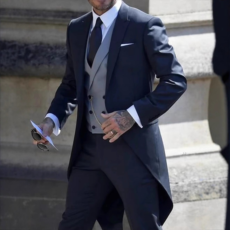 Cross-Border Men's Suit 3-Piece Wedding Tuxedo Suit Evening Wedding Dress Men's Tuxedo