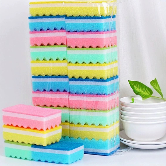 T esponja de lavado de platos colorida pequeña onda esponja limpia limpia cocina limpia cepillo de lavado de platos esponja toallitas