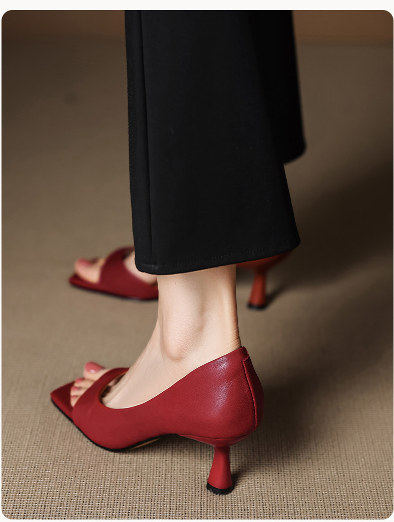 Sandal cao gót nữ hở mũi mũi vuông gót nhỏ 6 cm phong cách Hàn Quốc — đen chi tiết 14