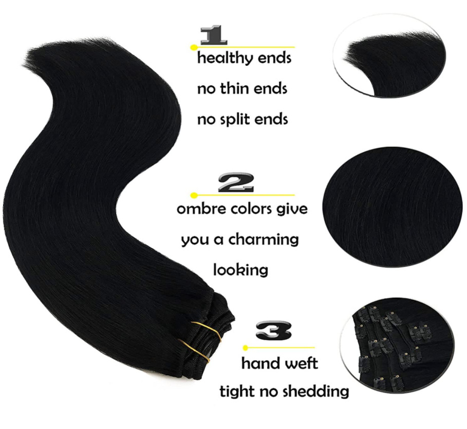 150g Weight tape in hair extensions Wig & Hair Extension Type Wigs Wig Accessories European And American Human Hair Wig Female Hairpiece Clip Seven-Piece Real Hair Hair Extension Clip In Human Hair