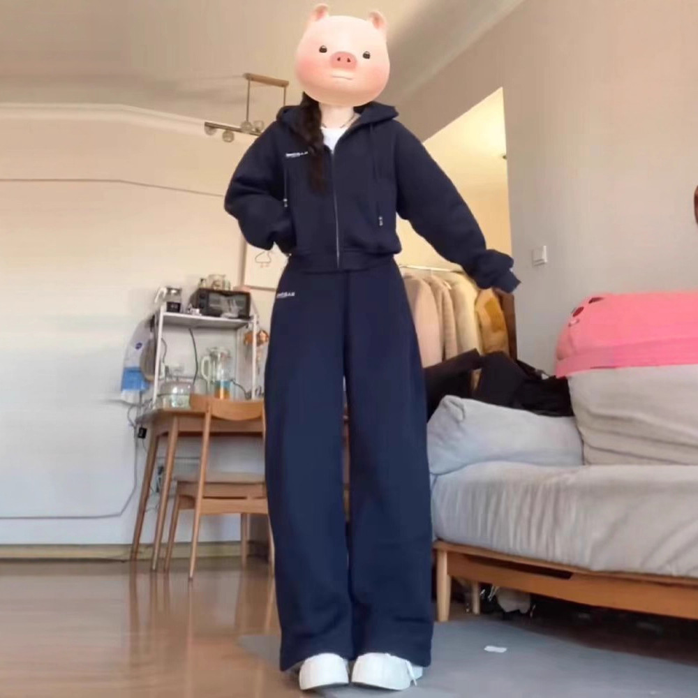 001 College Style Autumn Winter Sportswear For Women 2025 New Loose Slimming Casual Versatile Commuter Two-Piece Set_voghion.com