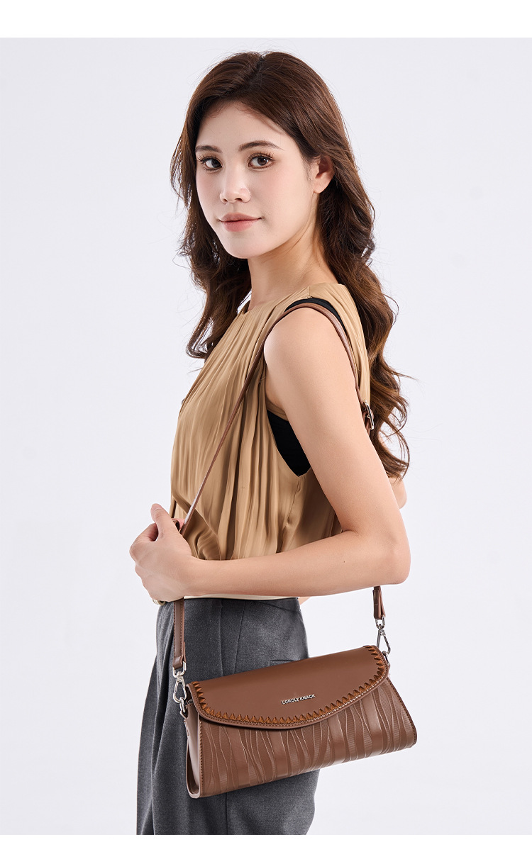 Túi đeo chéo nữ phong cách retro baguette, kiểu dáng nhỏ gọn đeo vai đơn — đen, trắng, màu nâu, màu sáng chi tiết 13