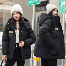 品牌冬季女士短款羽絨棉服韓版時尚蠶絲棉連帽領保暖防寒外套女
