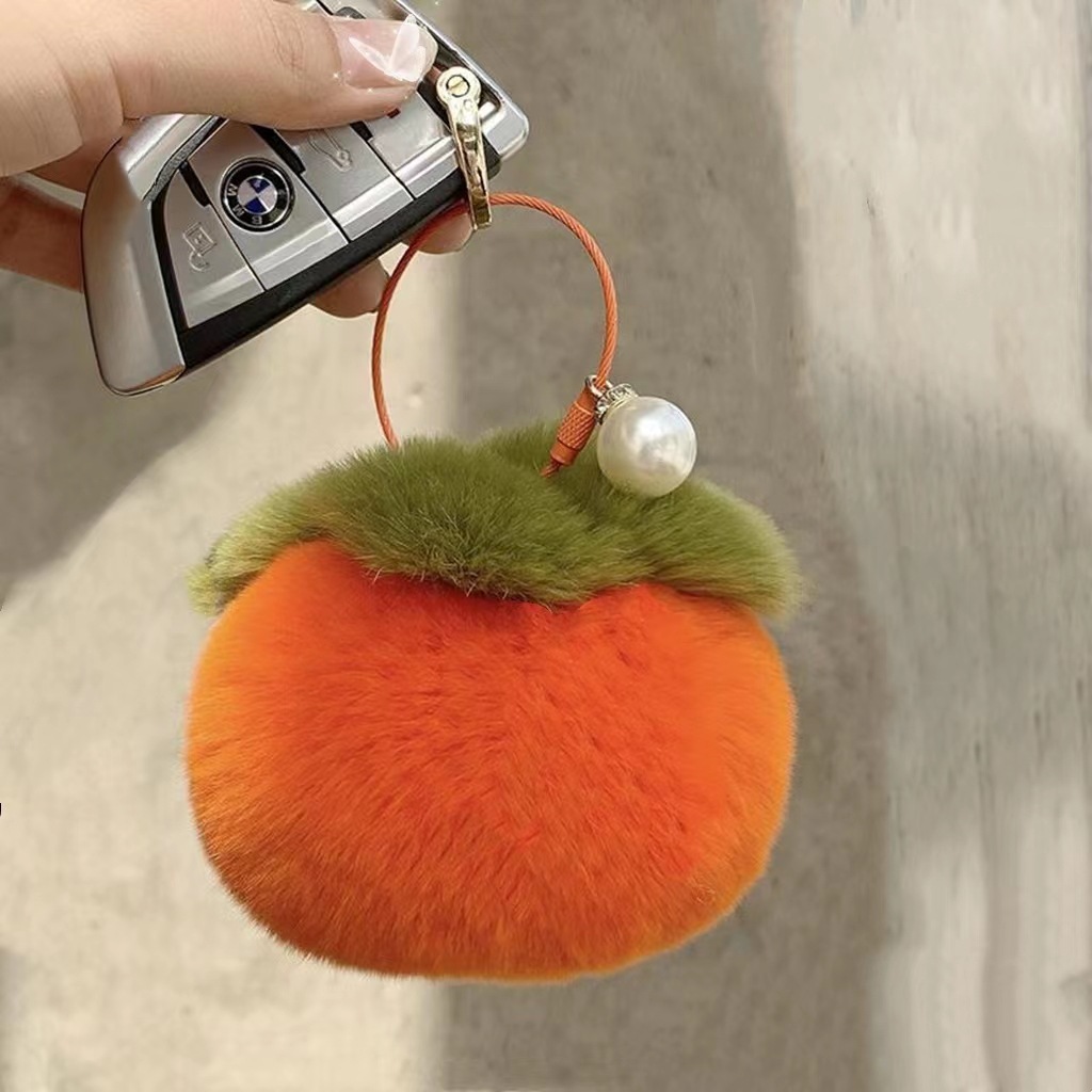 Imitación de piel de conejo Rex buena cosa sucedió Caqui colgante de peluche bola llavero bolsa de joyería teléfono móvil adornos hechos a mano de piel