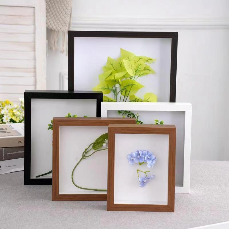 Wooden Hollow Stereo 2cm Digital Oil Painting Photo Frame Hand-Painted Oil Pastel Framed Specimen Wall Hanging Table