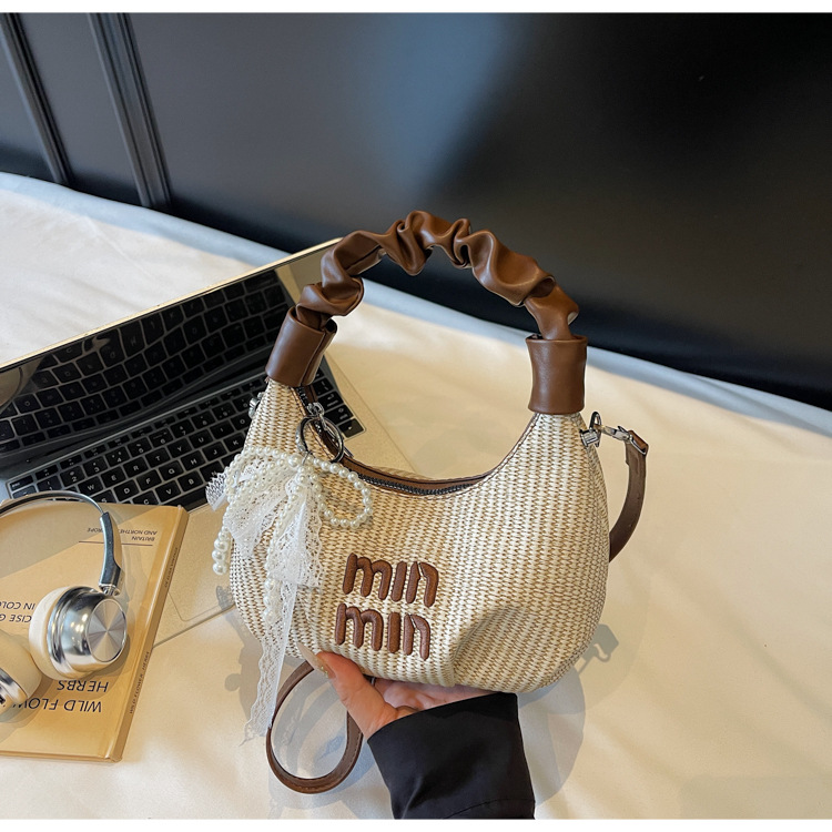 2025 Pleated handbag for Women's summer, a new niche design, trendy and fashionable, versatile woven single-shoulder crossbody bag undefined