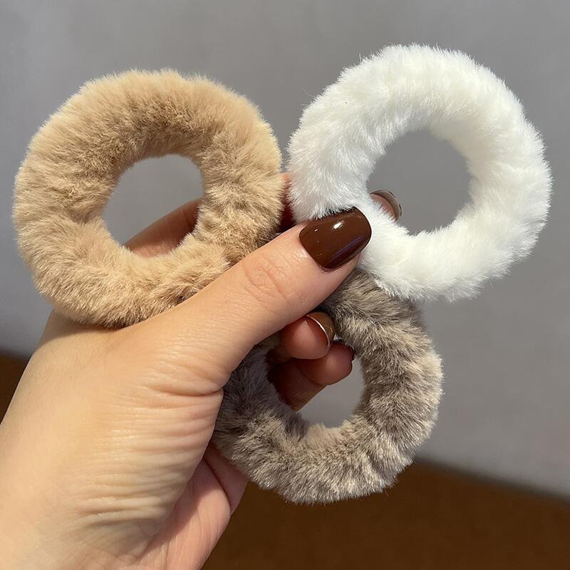 Cubierta de cuero anillo de goma cuerda de pelo peludo cuerda de pelo banda de goma banda de pelo corbata femenina cuerda de pelo tocado felpa Otoño e Invierno Intestino pequeño