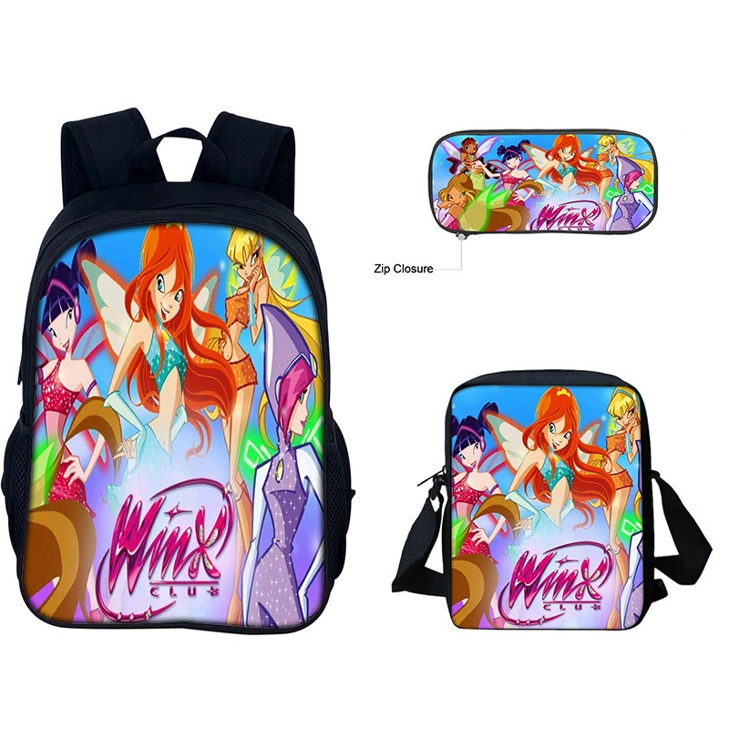 Новый продукт Winx Club: Магическое возвращение анимированная печать, сумка через плечо большого объема, тройной комплект для учеников начальной и средней школы