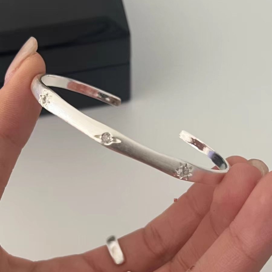 S925純銀糸星芒ブレスレット高級感気質デザイン通体銀精致手飾バレンタインデープレゼント