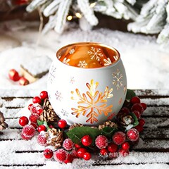 跨境热款圣诞雪花烛台镂空效果家居卧室客厅圣诞节树脂类装饰好物
