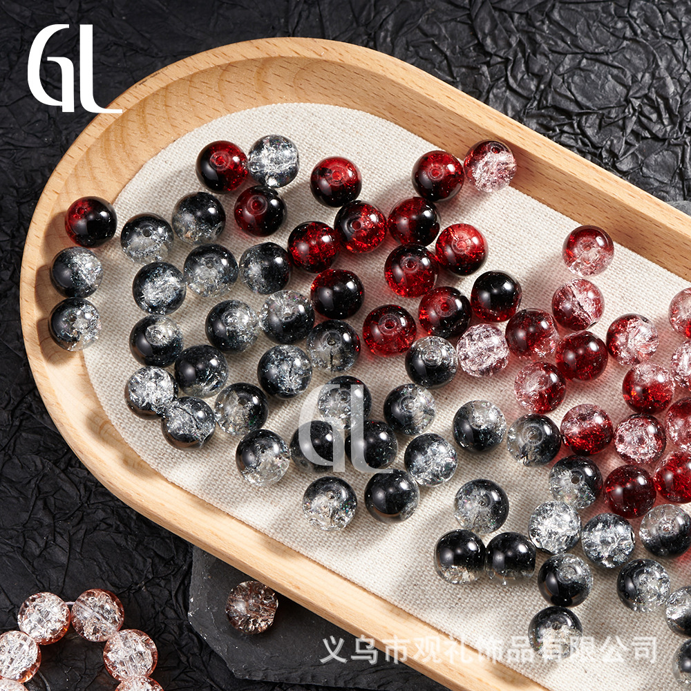 10mm Crystal Glass Beads with Crackle Effect, Jade-Like Glass Beads, Bracelet Beads, Loose Beads, Bulk Round Beads