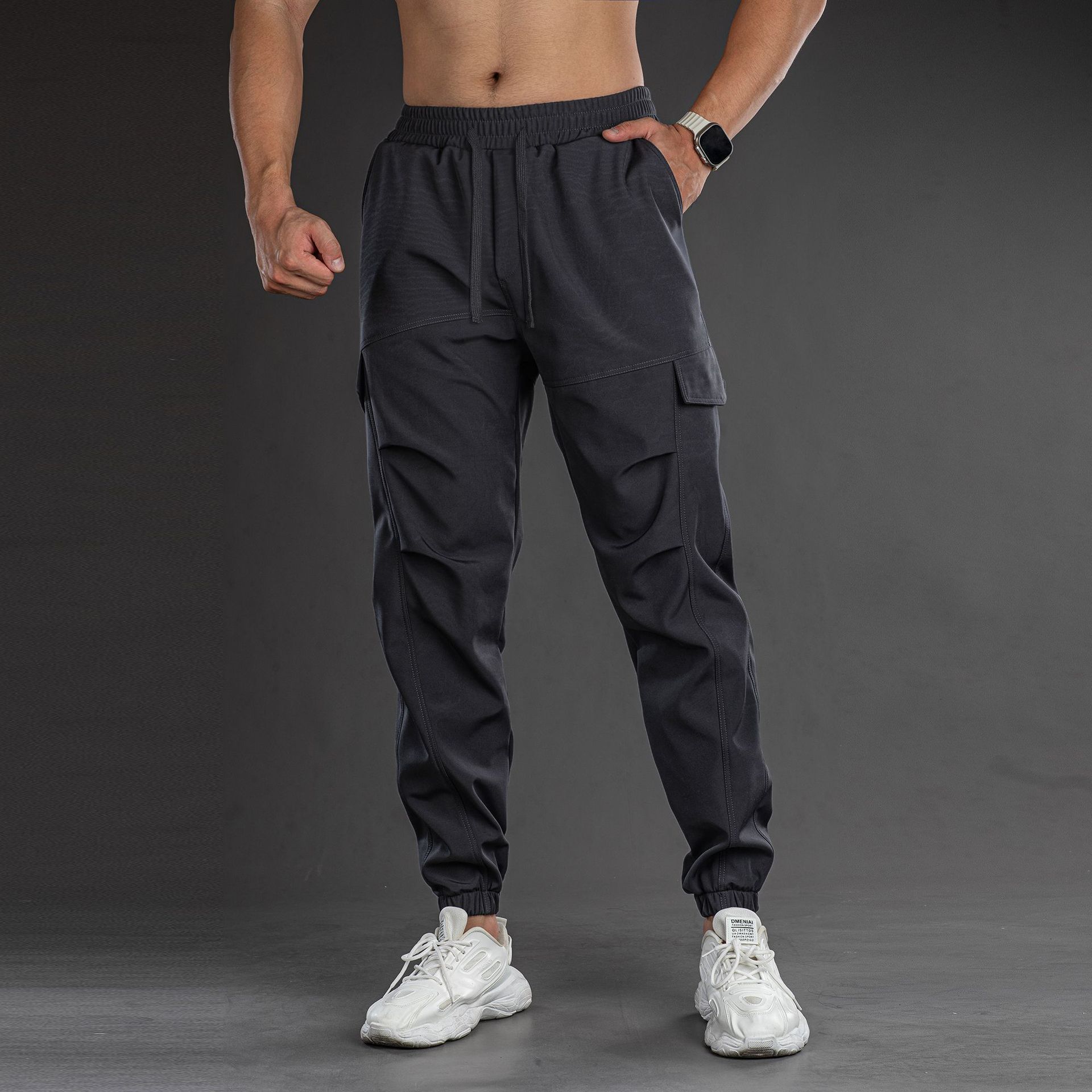 2025 Autumn New Men's Sports Loose Large Size Multi-Pocket Casual Jogger Cargo Pants Simple Daily Wear