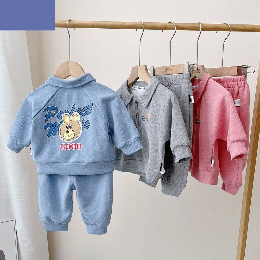 Infant Men's and Women's Internet Celebrant Suit Children's Sports Spring and Autumn Two-piece Children's Wear Sweater Pants Stylist New Fashionable