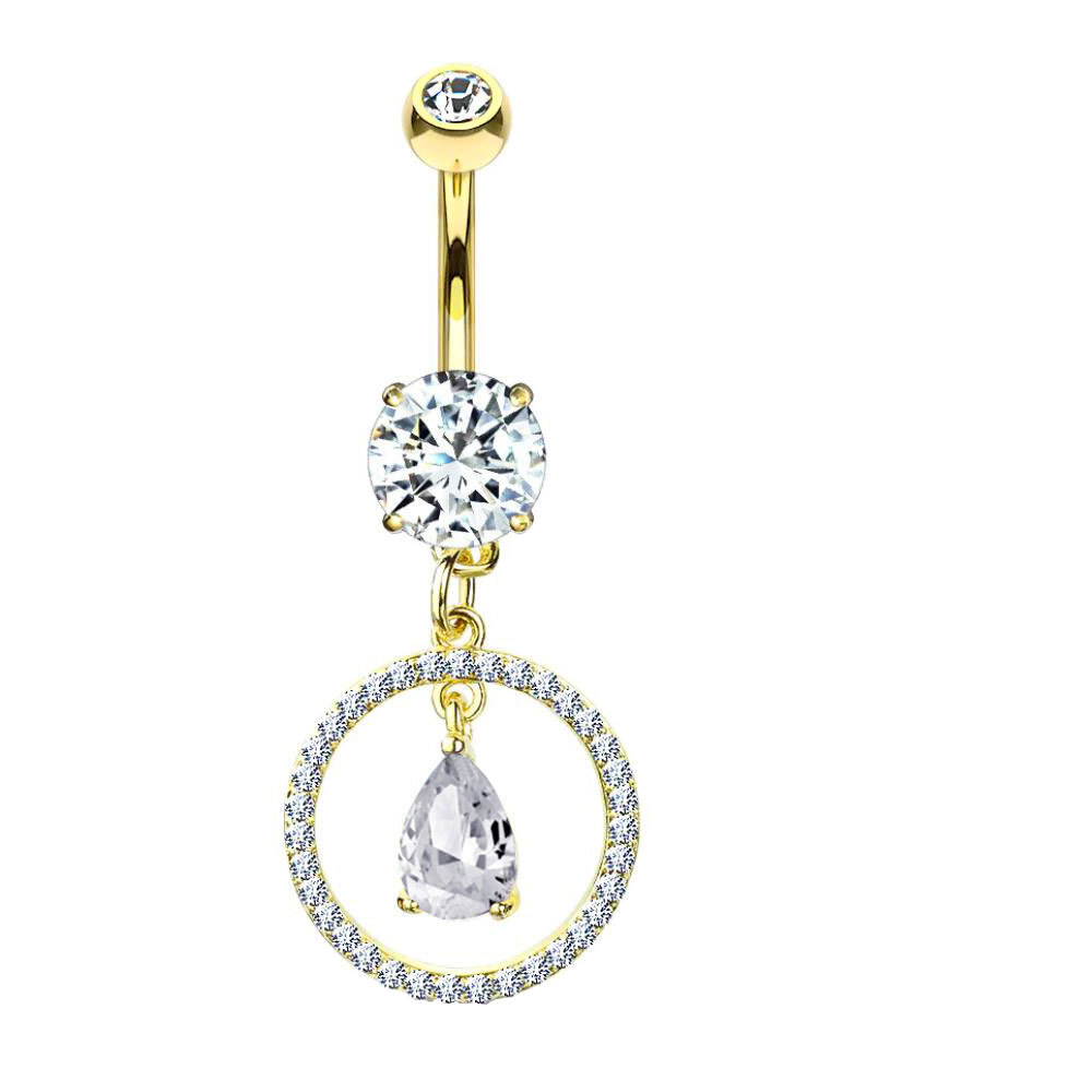 316 Stainless Steel , Copper Material 1 Piece 316 Stainless Steel Copper Zircon Belly Rings Heart Shape Unisex