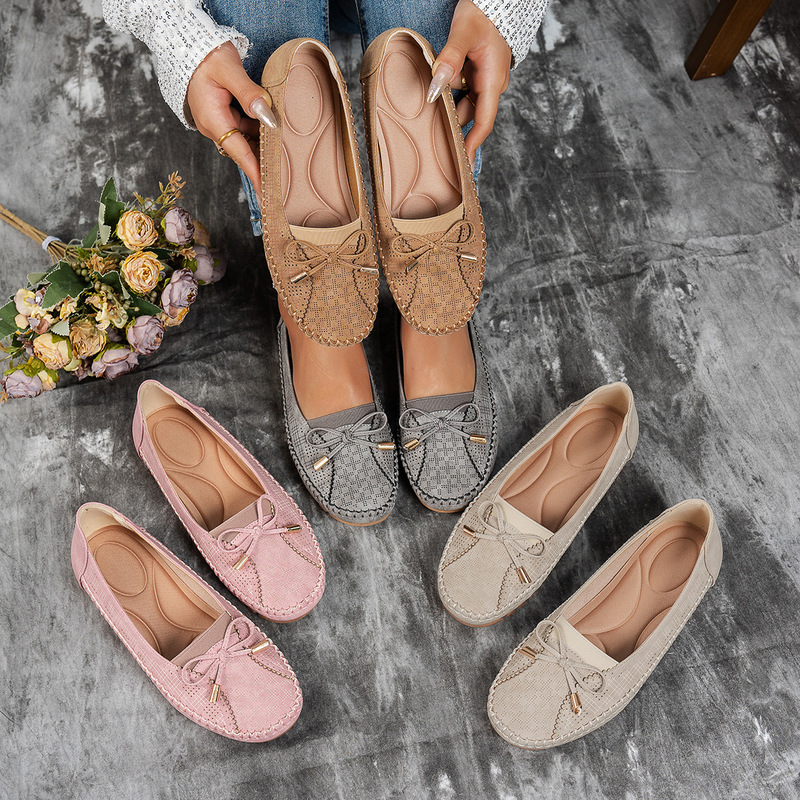 Large Size Popular Export Sewing Bow Solid Color Women's Flat Loafers Export Cross-Border E-Commerce Supply Large Size Popular Export Sewing Bow Solid Color Women's Flat Loafers Export Cross-Border E-Commerce Supply