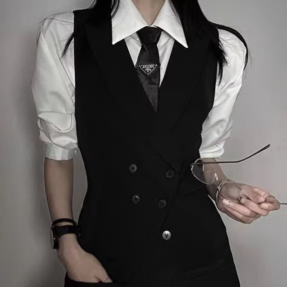 男女款休闲西装驳领商务马甲英伦风高级感枪驳领修身背心马夹外套