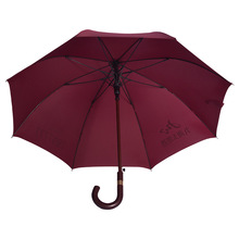 实木弯伞柄自动木中棒直杆伞防风纤维骨长柄外贸广告雨伞定制logo